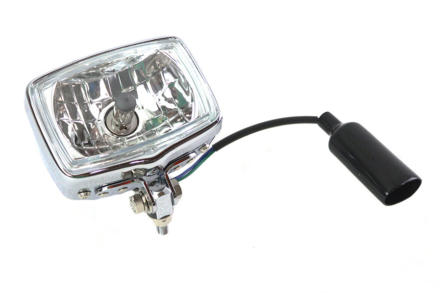 HARLEY 12 Volt Chopper Rectangular Headlamp Chrome fits 0-  Custom,