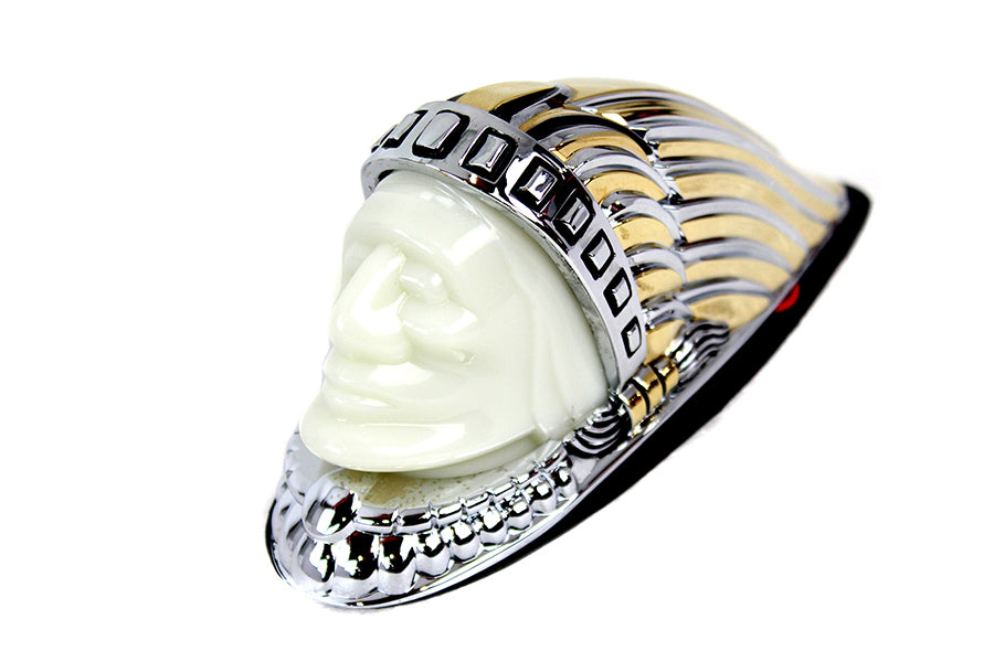 HARLEY Indian Head Fender Ornament Chrome and Gold fits 0-  Custom,