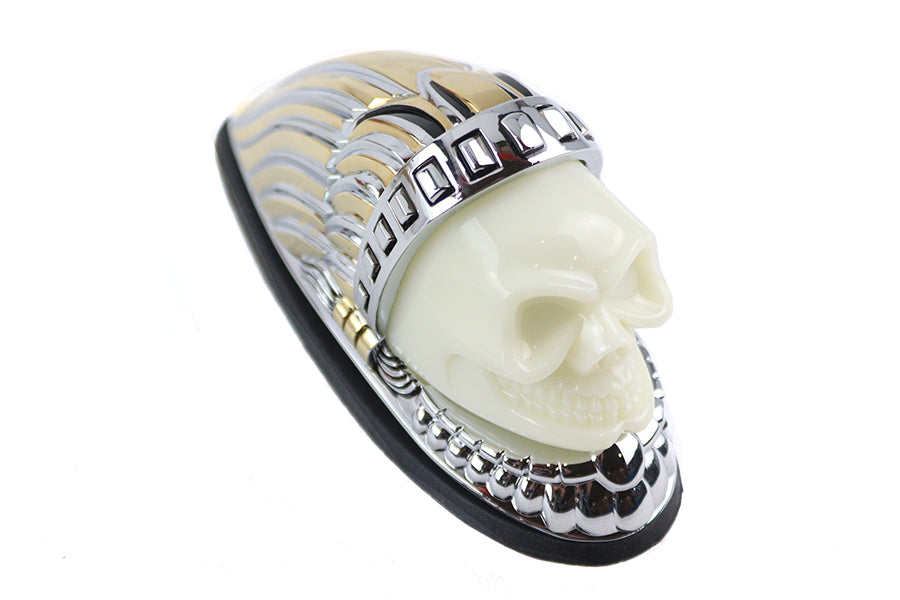 HARLEY Skull Head Fender Ornament Chrome and Gold fits 0-  Custom,