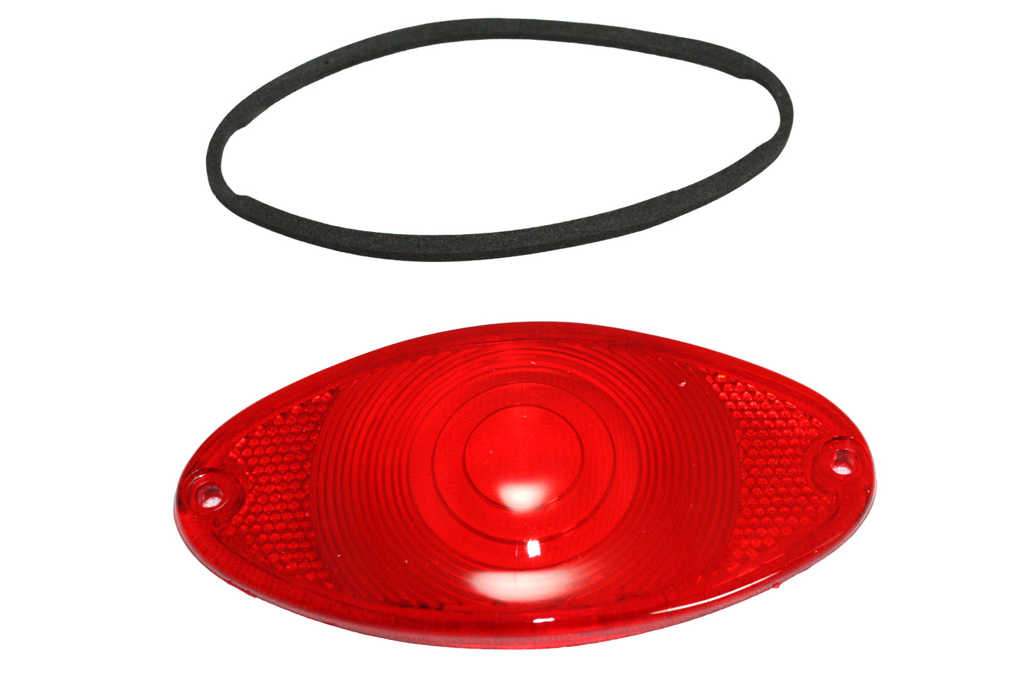 HARLEY Rücklichtglas Cateye-Stil Rot Chrom Passt 0- Ersatzteil, Anwendung für Cateye-Rücklicht