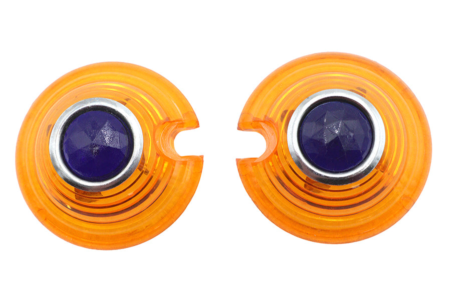 HARLEY Blinkerglas Bernstein mit Blaupunkt Bullet Style passend für 0-  Custom, Anwendung für Bullet Sty