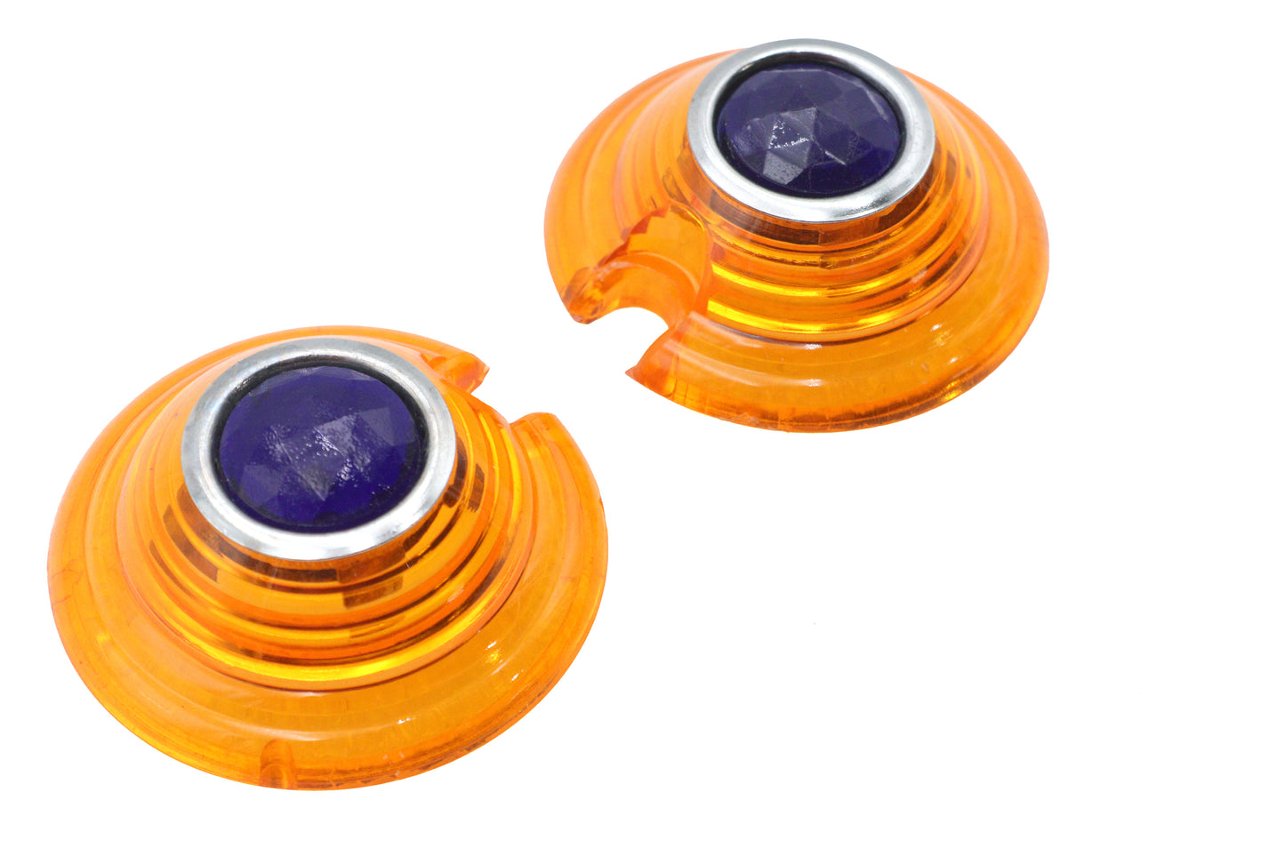 HARLEY Blinkerglas Bernstein mit Blaupunkt Bullet Style passend für 0-  Custom, Anwendung für Bullet Sty