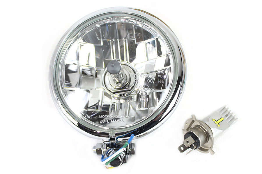 HARLEY 5-3/4 inch Bates Style 6 Volt LED Headlamp Chrome fits 0-  Custom,