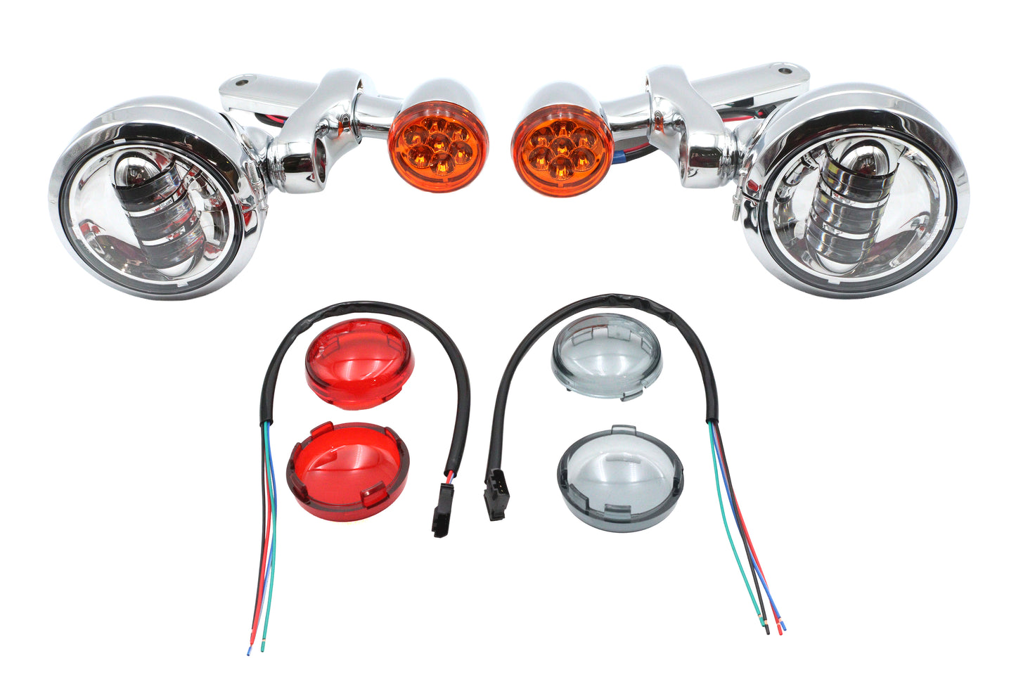 HARLEY Zusatzscheinwerfer-Set Chrom, passend für FLHX ab Bj. 2003, FLHR ab Bj. 2003,