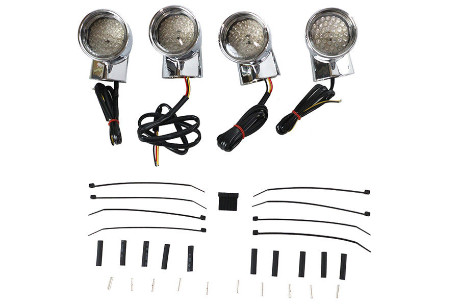 HARLEY Chrom Revox Bullet LED-Blinkerlampen-Kit passend für 1994-2013 FLH, 1998-2013 FLT, 1996-UP F