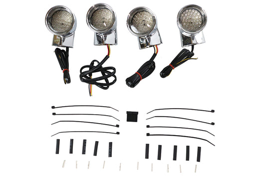 HARLEY Chrom Revox Bullet LED-Blinkerlampen-Kit passend für 1994-2013 FLH, 1998-2013 FLT, 1996-UP F
