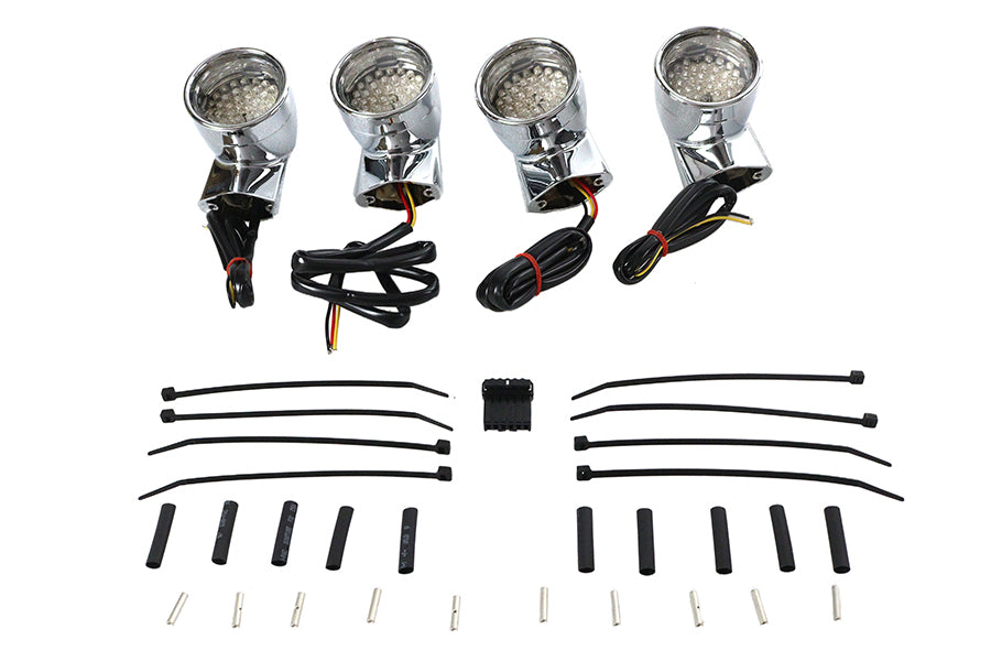 HARLEY Chrom Revox Bullet LED-Blinkerlampen-Kit passend für 1994-2013 FLH, 1998-2013 FLT, 1996-UP F