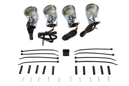 HARLEY Chrom Revox Bullet LED-Blinkerlampen-Kit passend für 1994-2013 FLH, 1998-2013 FLT, 1996-UP F