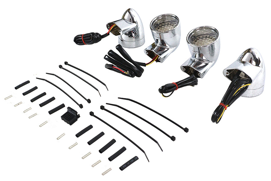 HARLEY Chrom Revox Bullet LED-Blinkerlampen-Kit passend für 1994-2013 FLH, 1998-2013 FLT, 1996-UP F