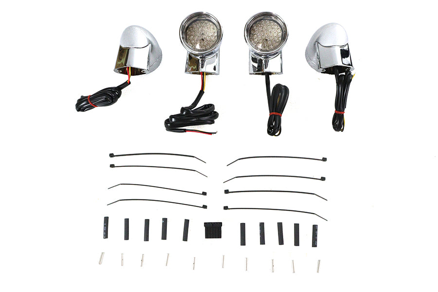 HARLEY Chrom Revox Bullet LED-Blinkerlampen-Kit passend für 1994-2013 FLH, 1998-2013 FLT, 1996-UP F