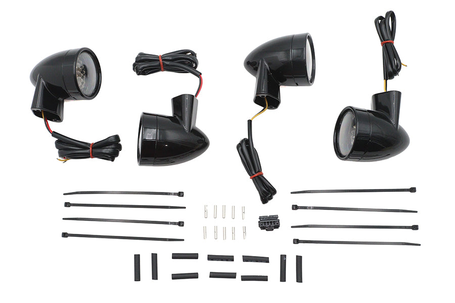 HARLEY Black Revox Bullet LED-Blinker-Kit Passend für 1994-2013 FLH, 1998-2013 FLT, 1996-UP FL