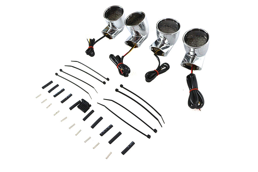 HARLEY Chrome Revox Bullet LED Blinker-Kit passend für 1994-2013 FLH, 1998-2013 FLT, ab 1996 F