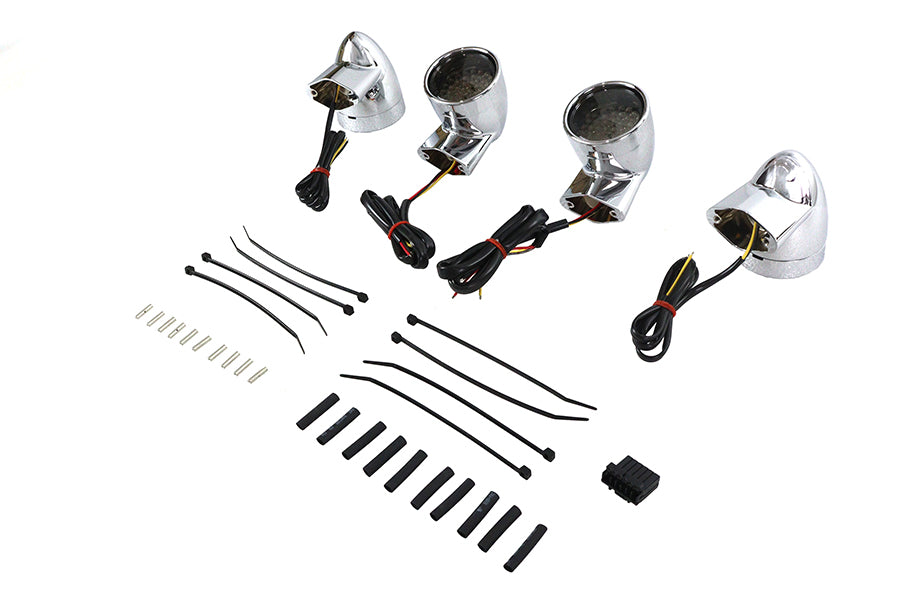 HARLEY Chrome Revox Bullet LED Blinker-Kit passend für 1994-2013 FLH, 1998-2013 FLT, ab 1996 F