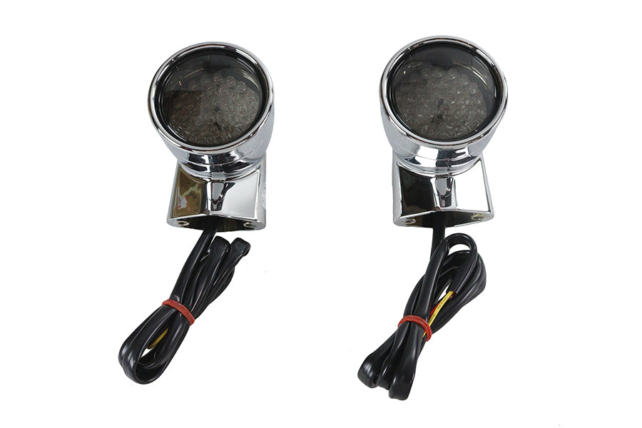 HARLEY Chrom Revox Bullet LED Frontblinker-Set Passend für 1994-2013 FLH,   1998-2013 FLT,   ab 1996