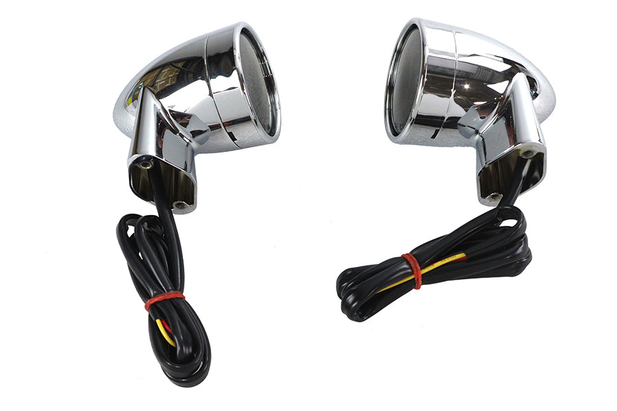 HARLEY Chrom Revox Bullet LED Frontblinker-Set Passend für 1994-2013 FLH,   1998-2013 FLT,   ab 1996