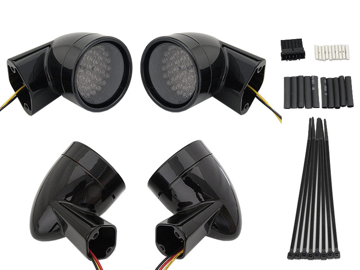 HARLEY schwarzer Revox Bullet LED-Blinker-Kit passend für 1994-2013 FLH, 1998-2013 FLT, 1996-UP FL