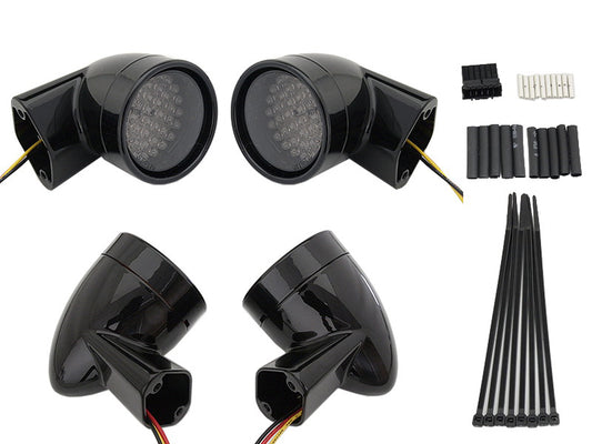 HARLEY schwarzer Revox Bullet LED-Blinker-Kit passend für 1994-2013 FLH, 1998-2013 FLT, 1996-UP FL