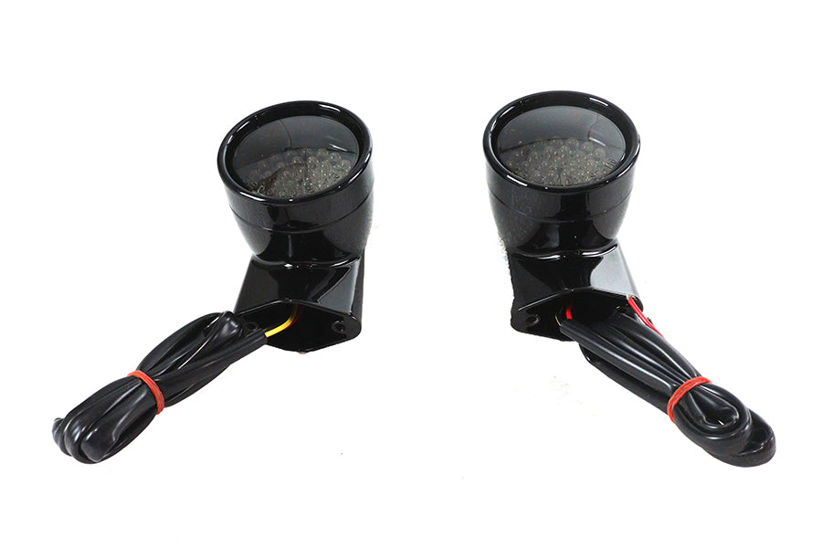 HARLEY Schwarzes Revox Bullet LED Frontblinkerset passend für 1994-2013 FLH, 1998-2013 FLT, 1996-UP F