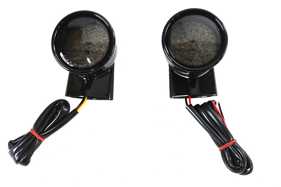 HARLEY Schwarzes Revox Bullet LED Frontblinkerset passend für 1994-2013 FLH, 1998-2013 FLT, 1996-UP F