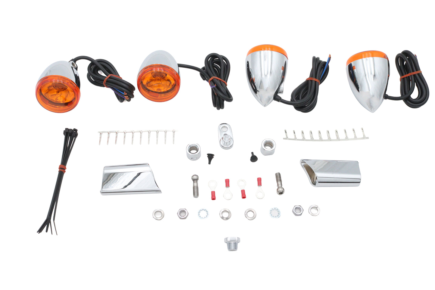 HARLEY Bullet Style Blinker-Kit Chrom, passend für 2000-2002 FXST, 2000-2002 FLST, 1991-2002 FXD,