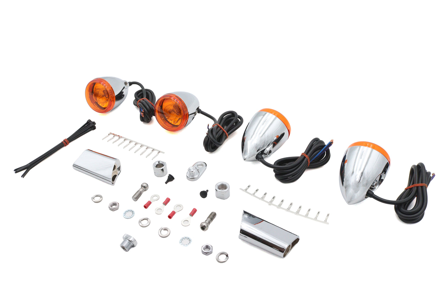 HARLEY Bullet Style Blinker-Kit Chrom, passend für 2000-2002 FXST, 2000-2002 FLST, 1991-2002 FXD,