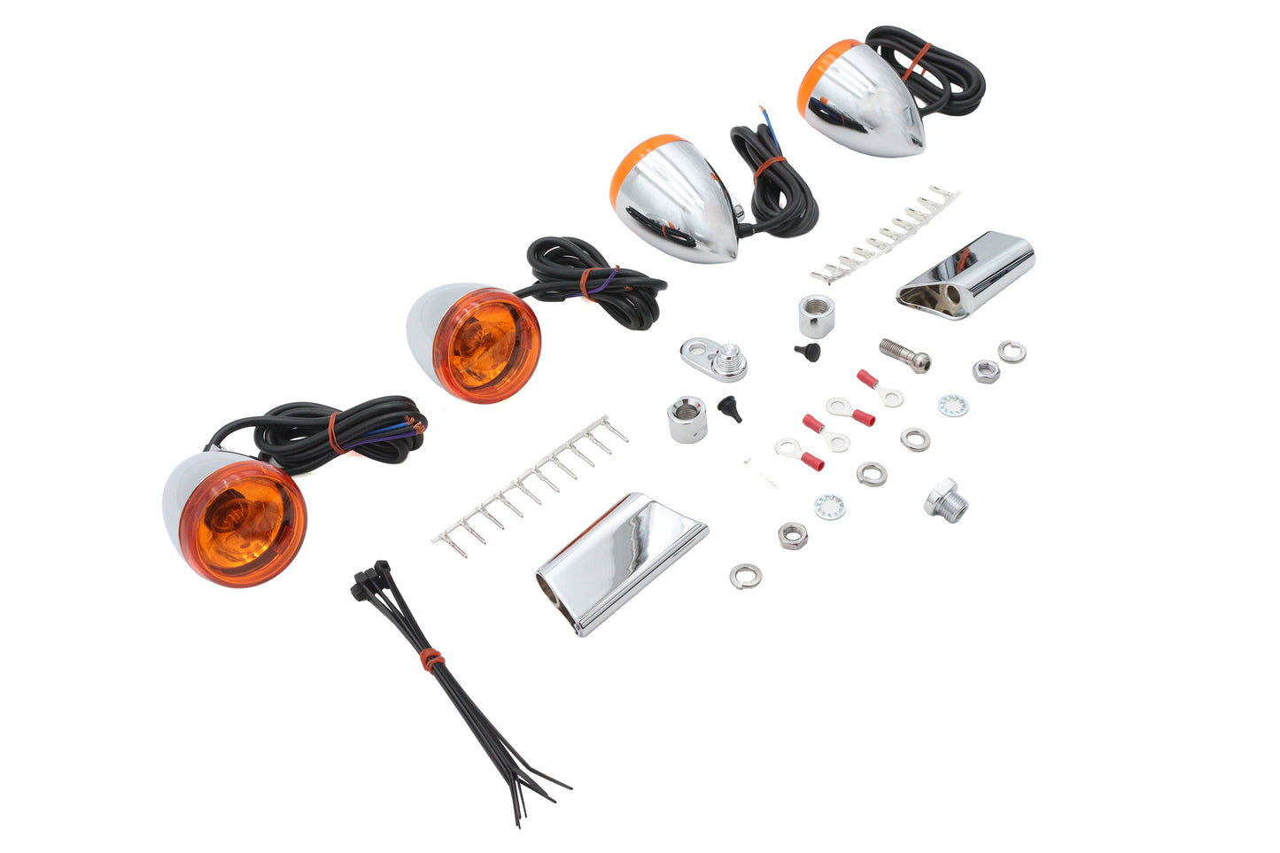 HARLEY Bullet Style Blinker-Kit Chrom, passend für 2000-2002 FXST, 2000-2002 FLST, 1991-2002 FXD,