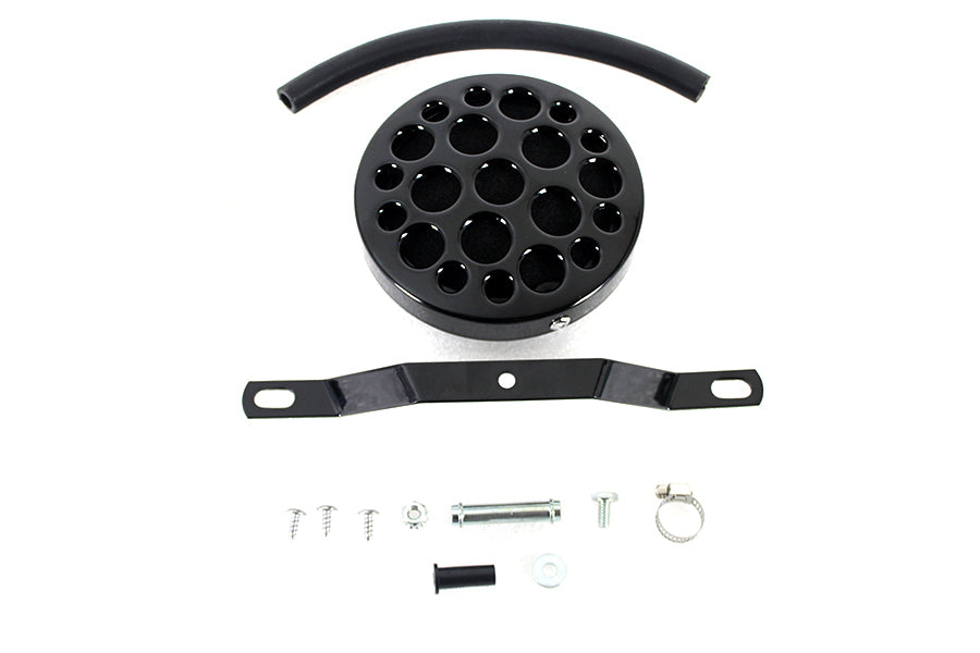 HARLEY Wyatt Gatling Black Drilled Air Cleaner fits 1972-1984 FL,  1972-1984 FX,  1984-1989 FXST,  1972-1987 XL,  1982-1989 FXR,  1982-1989 FXR,  1979-1989 FLT,  1979-1989 FLT,