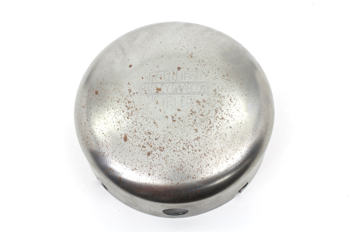 HARLEY Raw 6 inch Air Cleaner Cover with Logo fits 1941-1948 UL,   1941-1952 WL,