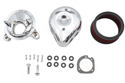 HARLEY Mini Teardrop Luftfilter-Kit Chrom Passend für 1988-2006 XL, 1990-1994 FXR, 1990-2006 FLT, 1