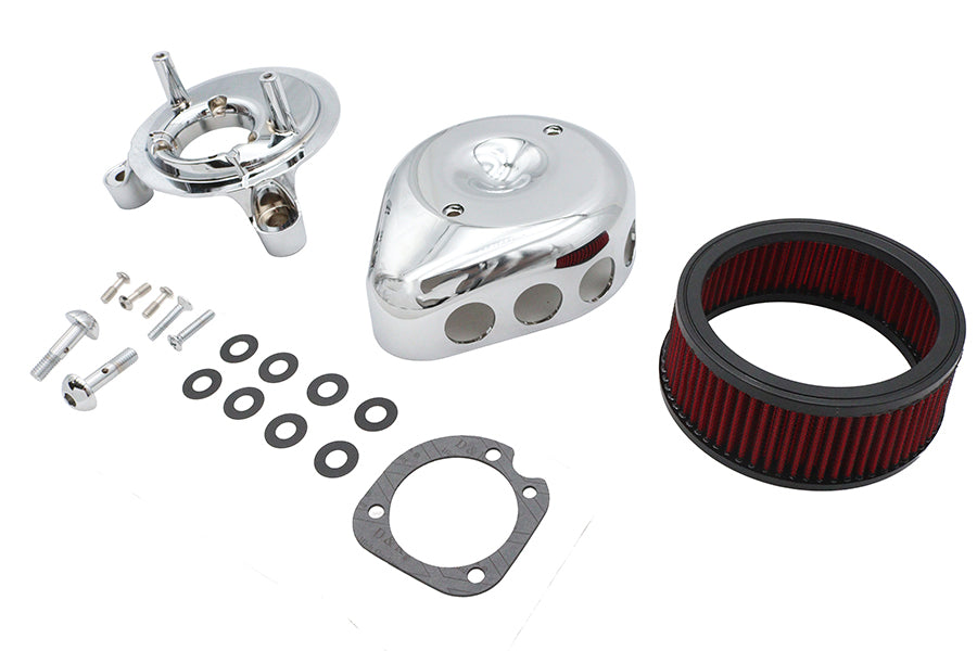HARLEY Mini Teardrop Air Cleaner Kit Chrome Fits 1988-2006 XL,   1990-1994 FXR,   1990-2006 FLT,   1