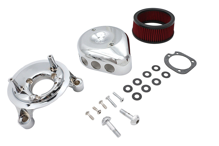 HARLEY Mini Teardrop Air Cleaner Kit Chrome Fits 1988-2006 XL,   1990-1994 FXR,   1990-2006 FLT,   1