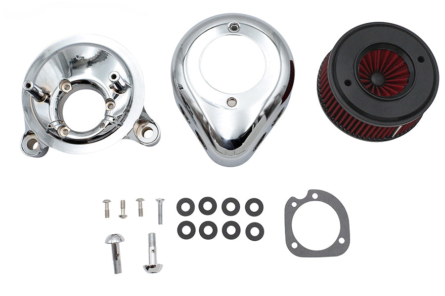 HARLEY Mini Teardrop Luftfilter-Kit Chrom Passend für 1988–2006 XL, 1990–1994 FXR, 1990–2006 FLT, 1