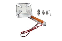 HARLEY Chrom Malteser Spiegel mit Billet LED Stiel, passend für alle Modelle ab 1965, für linke oder rechte Seite.