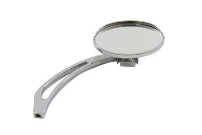 HARLEY Chrome Oval Mirror with Billet Slotted Stem Fits 1965-UP All, models for left or right side a