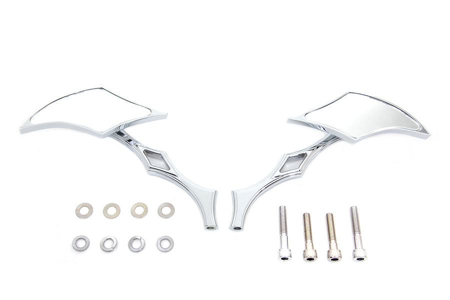 HARLEY Chrom-Diamant-Spiegel-Set mit Billet-Diamant-Stielen passend für alle Modelle ab 1965, für links und rechts