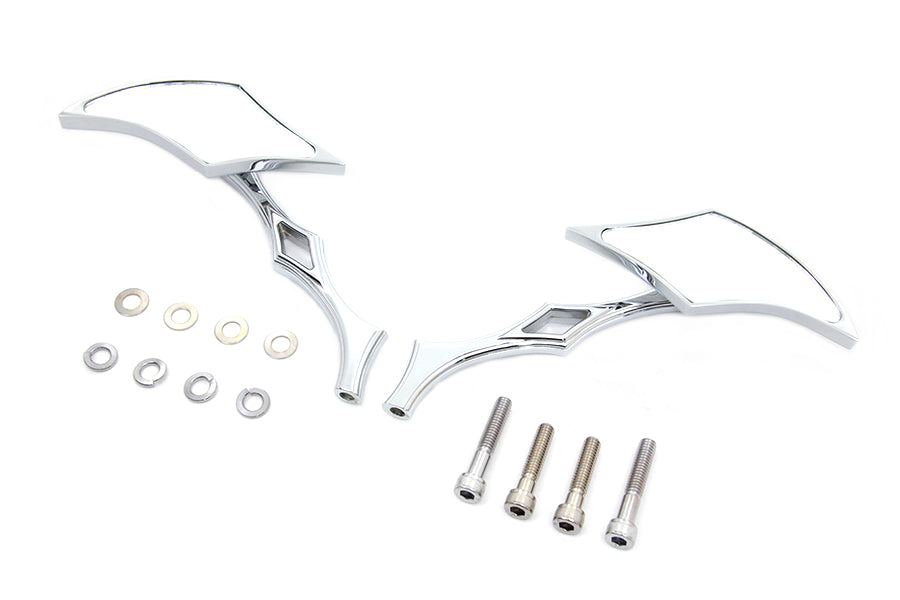 HARLEY Chrom-Diamant-Spiegel-Set mit Billet-Diamant-Stielen passend für alle Modelle ab 1965, für links und rechts