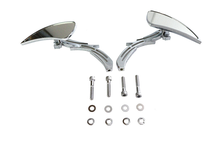 HARLEY Chrom Teardrop-Spiegel-Set mit Billet-Totenkopf-Spiegelarmen, passend für alle Modelle ab Baujahr 1965, für links und rechts