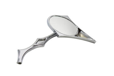 Harley Davidson Chrom Spike Ovaler Spiegel mit Billet Twisted Stiel Passt für alle Modelle ab Baujahr 1965, links oder rechts