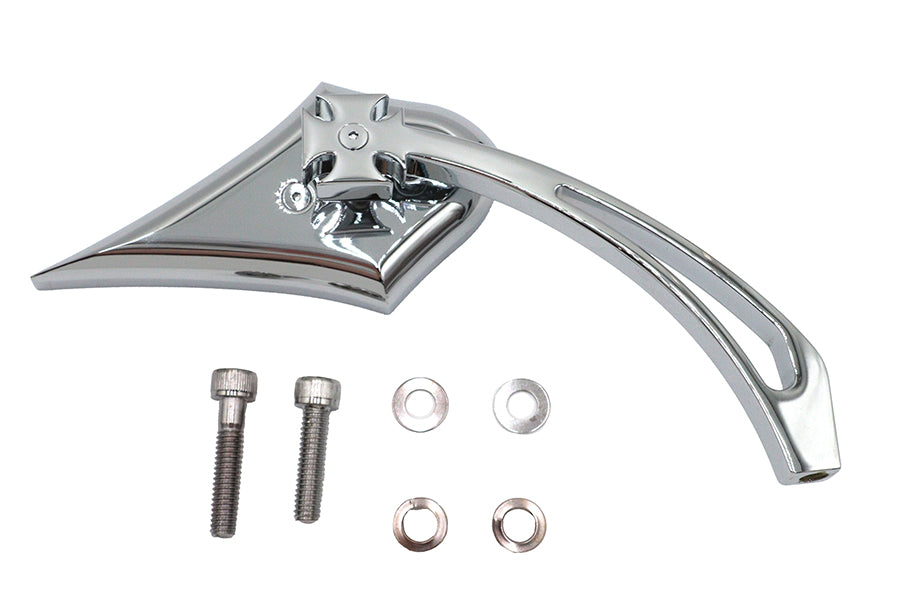 HARLEY Chrom Spiegel Oval Spike mit Billet Kreuzkopfstiel Passend für 1965-UP Alle Modelle für links oder rechts