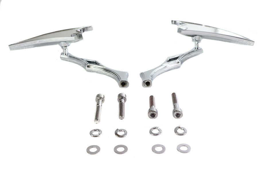 HARLEY Crescent Mirror Set with Billet Twisted Stems Fits 1965-UP All, models for left and right sid