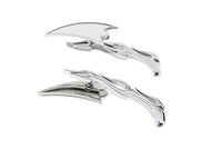 HARLEY Crescent Mirror Set with Billet Flame Stems Fits 1965-UP All, models for left and right side