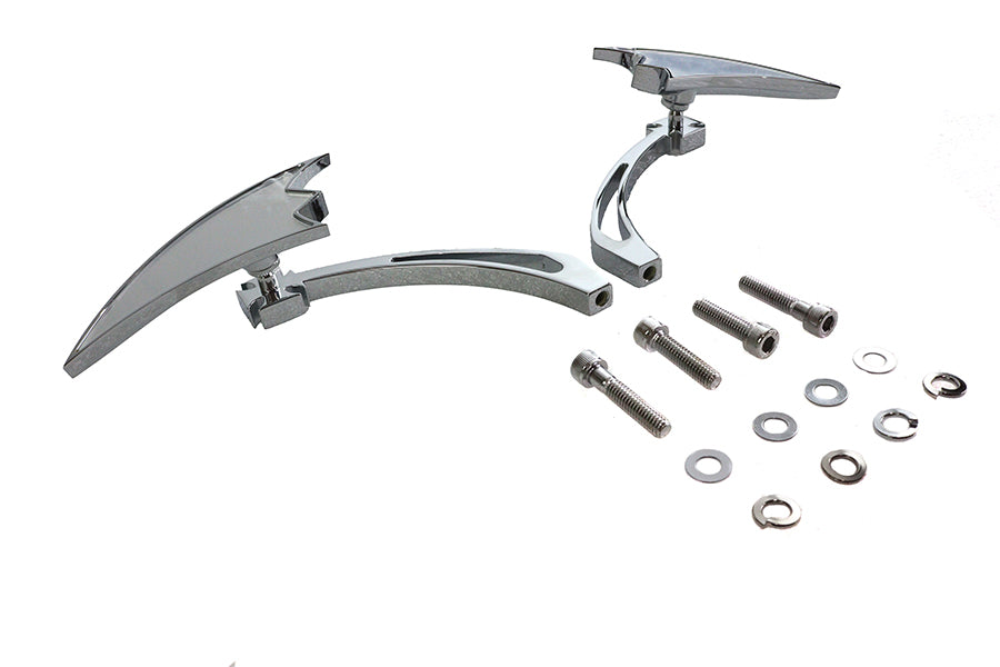 HARLEY verchromtes Crescent Spiegelset mit Billet-Kreuzkopf-Stielen, passend für alle Modelle ab 1965, für links und