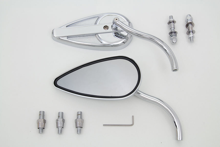 HARLEY Teardrop-Spiegelset mit langen Billet-Stielen, Chrom, passend für alle Modelle ab 1965, links und rechts
