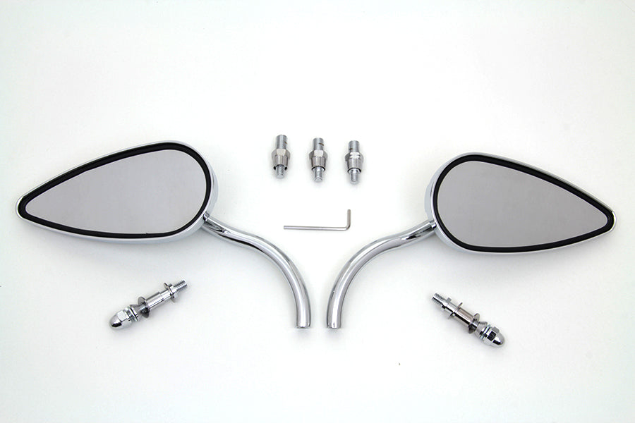 HARLEY Teardrop-Spiegelset mit langen Billet-Stielen, Chrom, passend für alle Modelle ab 1965, links und rechts