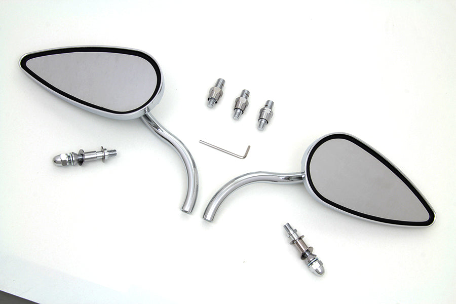 HARLEY Teardrop-Spiegelset mit langen Billet-Stielen, Chrom, passend für alle Modelle ab 1965, links und rechts