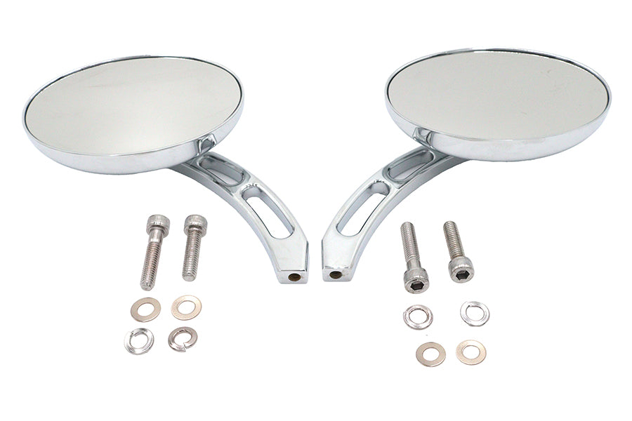 HARLEY Oval-Spiegel-Set mit Billet-3-Schlitz-Schaft Chrom Passend für alle Modelle ab 1965, für linke und rechte Seite