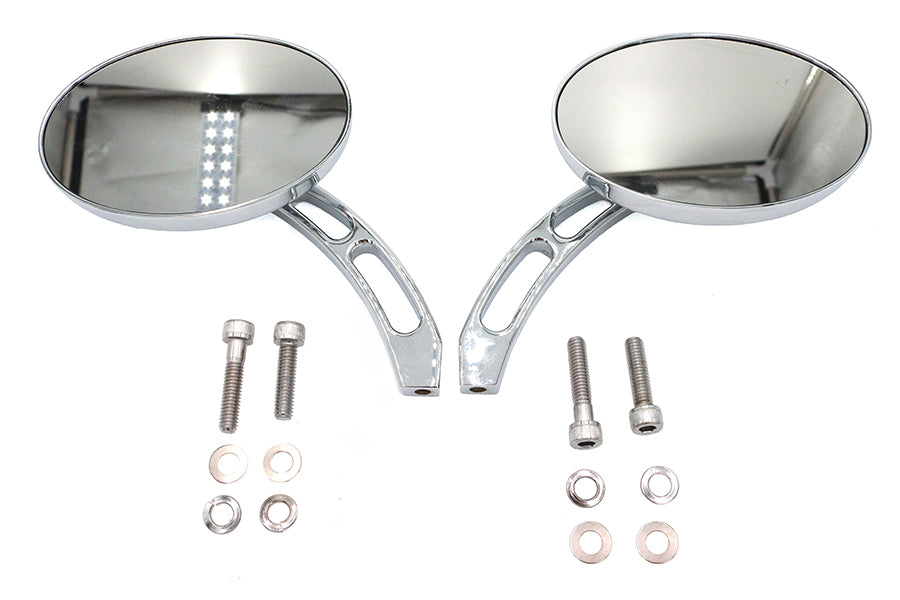 HARLEY Oval-Spiegel-Set mit Billet-3-Schlitz-Schaft Chrom Passend für alle Modelle ab 1965, für linke und rechte Seite