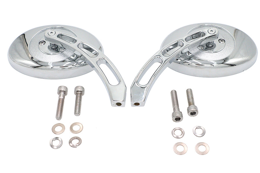 HARLEY Oval-Spiegel-Set mit Billet-3-Schlitz-Schaft Chrom Passend für alle Modelle ab 1965, für linke und rechte Seite