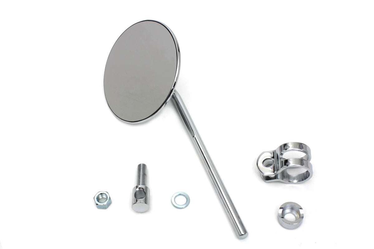 HARLEY Replica Round Mirror with Round Stem Chrome fits 0-  Custom, application to clamp on to right or left side