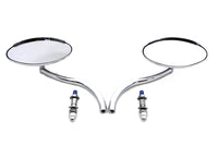 HARLEY Wyatt Gatling Chrome Oval Mirror Set with Contour Round fits 1965-UP All,